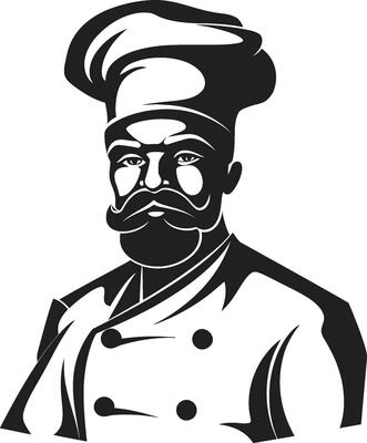 Elegance on a Plate Monochrome Chef Portrait Sensory Delights in Monochrome Chef Vector Art