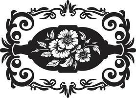Regal Abundance Monochromatic Elegance for Elite Royalty Ornate Heritage Black Decorative Florals with Royal Flair in Vector