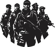 Stealthy Commitment Black Vector Depiction of Silent Heroes Shadows of Bravery Monochromatic Vector Tribute to Army Sacrifice