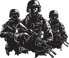 Unseen Patriots Black Vector Portrait of Loyal Protectors Heroic Watchmen Monochromatic Vector Art Celebrating the Silent Sentinels