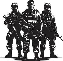 Nights Sentinels Monochromatic Vector Showcasing Courageous Shadows Soldiers of the Dark Black Vector Portrait of Silent Vigilantes