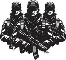 Mysteries of the Militant Monochrome Vector Showcasing the Silent Resolve Unseen Patriots Black Vector Portrait of Loyal Protectors