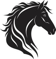 Hoofbeats in Motion Black Vector Showcasing the Horses Majesty Graceful Mane Monochrome Vector Depiction of Equine Beauty