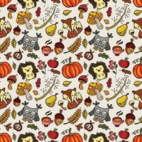 Seamless autumn background with fall season items vector