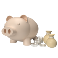 el cerdito banco y dinero bolso png 3d hacer