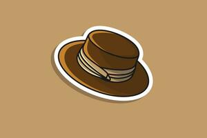 Fedora hat Sticker vector illustration. Hackers cap object icon concept. Hipster cap sticker symbol vector design with shadow.