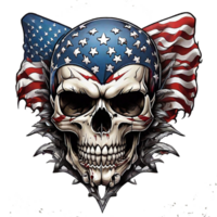 Schädel mit amerikanisch Flagge im Grunge Stil, Unabhängigkeit Tag Veteranen Tag 4 .. von Juli und Denkmal Tag. png
