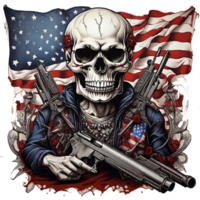 cranio con americano bandiera nel grunge stile, indipendenza giorno veterani giorno 4 ° di luglio e memoriale giorno. png