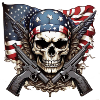 crânio com americano bandeira dentro grunge estilo, independência dia veteranos dia 4º do Julho e memorial dia. png