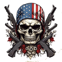 Skull with american flag in grunge style, independence day veterans day 4th of July and memorial day. png