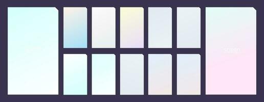 Soft pastel gradient smooth and vibrant color background set for devices vector