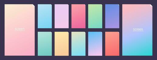 Soft pastel gradient smooth and vibrant color background set for devices vector