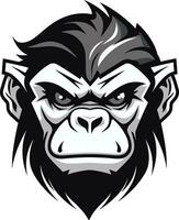 encantador fauna silvestre majestad negro chimpancé emblema esculpido belleza en monocromo negro vector mono