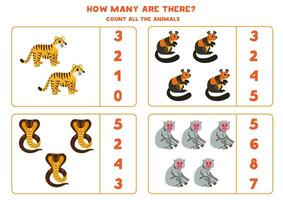 Count all Asian animals and circle the correct answers. vector