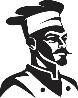 Art of the Plate Chef Vector in Black Elegant Culinary Creations Black and White Portrait