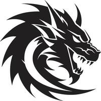 Mystical Guardian Monochromatic Dragon in Vector Form Inferno Unleashed Black Dragons Power in Vector