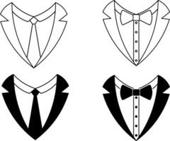 outline silhouette tuxedo icon set vector