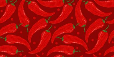 Vector seamless pattern of vintage chilli pattern.