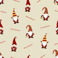 Seamless Pattern Cute dwarf Christmas. Vector Background wallpaper of a cartoon funny gnome.