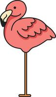 Flamingo icon in doodle style. Vector illustration.