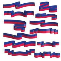 liechtenstein flag ribbon vector element bundle set