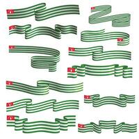 abkhazia flag ribbon vector element bundle set