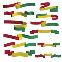 guinea flag ribbon vector element bundle set