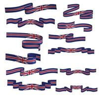 united kingdom flag ribbon vector element bundle set