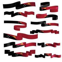 papua new guinea flag ribbon vector set