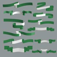 nigeria flag ribbon vector element bundle set