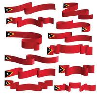 east timor flag ribbon vector element bundle set