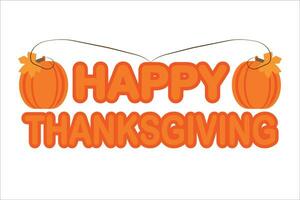 Happy Thanksgiving text with pumpkins and leaves vector