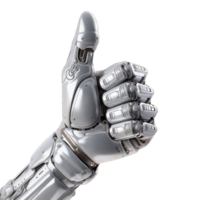 Futuristic robot hand giving thumbs up isolated background png