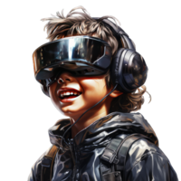 boy wear a VR Glass on transparent background png