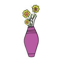 Floral vase. Illustration vase with flower to decoration interior vector