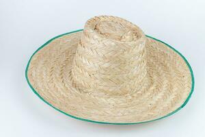 Straw hat isolated on white background. Close up of straw hat. photo