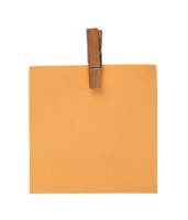 blank note paper with wood clip isolated png