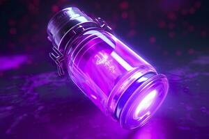 Purple Sci Fi Energy Flask with Pure Background. AI Generative photo