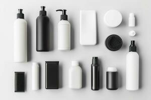 cosmético belleza productos contenedores en blanco antecedentes. generativo ai foto