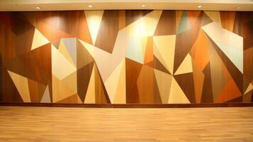 Wood marquetry wall parquet, abstract pattern background, Generative AI illustration photo