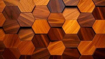 Wood marquetry wall parquet, abstract pattern background, Generative AI illustration photo