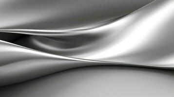 Close up of silver silk background, Abstract white cloth fabric wave, Generative AI illustration photo