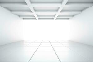 Abstract futuristic architecture background, Minimal technology white backdrop, Generative AI illustration photo