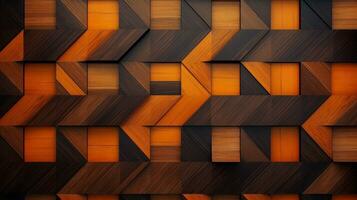 Wood marquetry wall parquet, abstract pattern background, Generative AI illustration photo