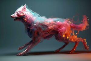 Abstract wolf with complex motion and hazy color, Generative AI illustration photo