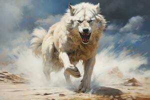 Abstract wolf with complex motion and hazy color, Generative AI illustration photo
