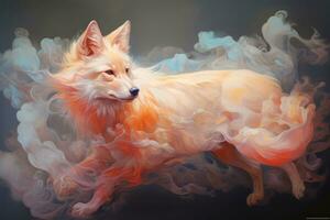 Abstract wolf with complex motion and hazy color, Generative AI illustration photo