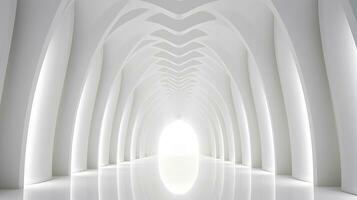 Abstract white architecture background, white geometric wallpaper, Generative AI illustration photo
