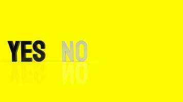 The Yes and No for choice on yellow Background  concept 3d rendering. photo