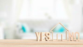 The House icon and Yes No text for property or building concept 3d rendering photo
